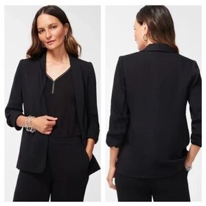 NWOT Chico’s Ruched Sleeve Blazer - Black - 1.5 Sz 10/12